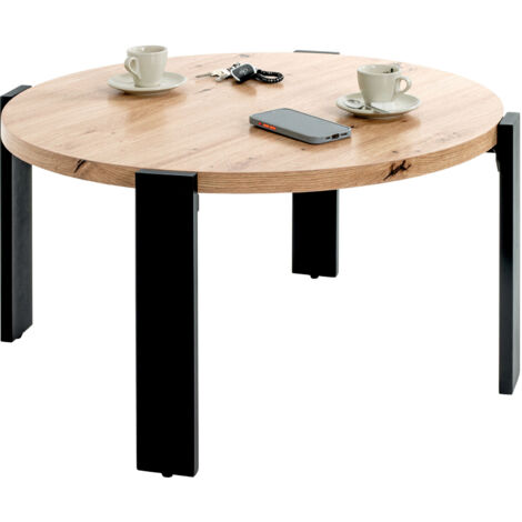 Table basse ronde 42x75 cm en bois et acier - KAEL