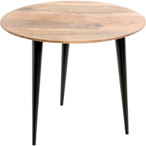 Table basse ronde 50x46 cm en bois d'acacia et acier - YOMA