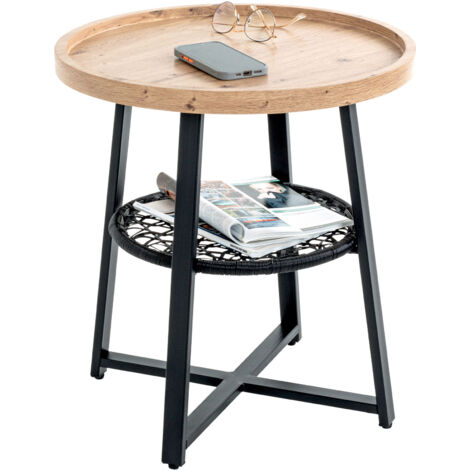 Table basse ronde 55x50 cm bois et acier - KAEL