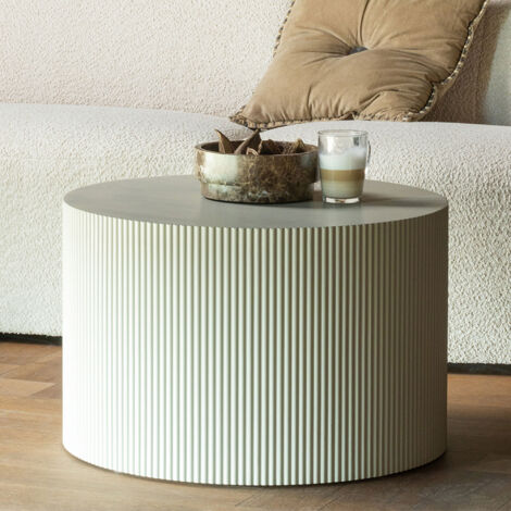 Table basse ronde 60x40 cm en bois beige