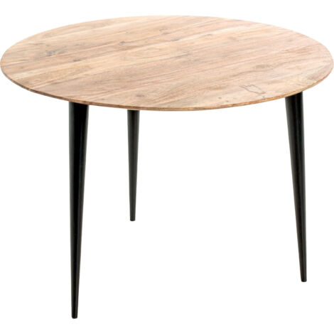 Table basse ronde 65x46 cm en bois d'acacia et acier - YOMA
