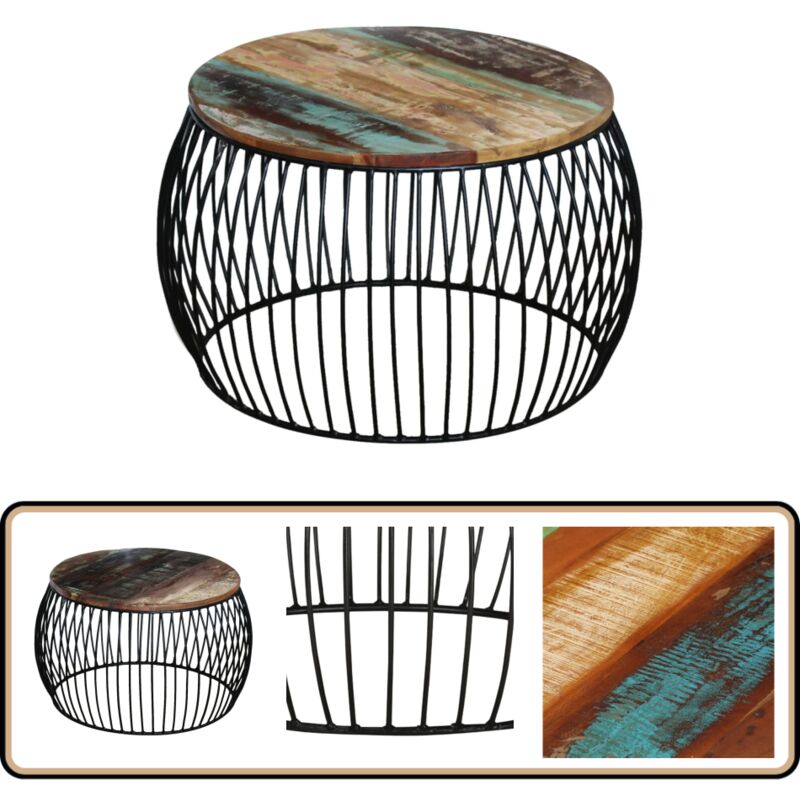 Vidaxl - Table basse ronde 68x37 cm Bois de récupération massif - Table Basse Vintage - Table Basse Design - Table Basse Industrielle - Table Basse