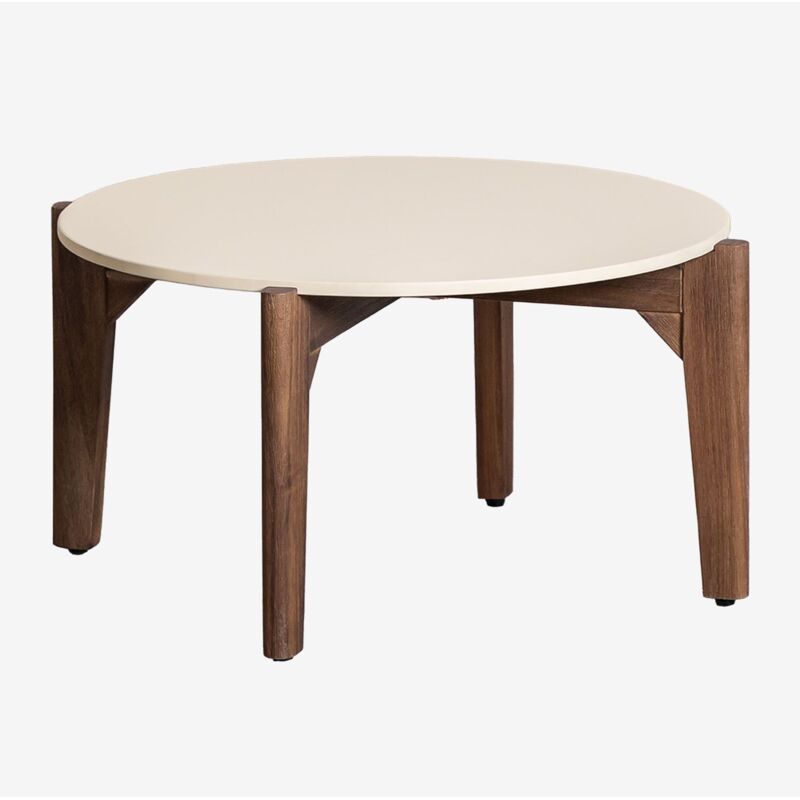 Sklum - Table basse ronde en ciment et bois d'acacia Xajul Ø65 cm
