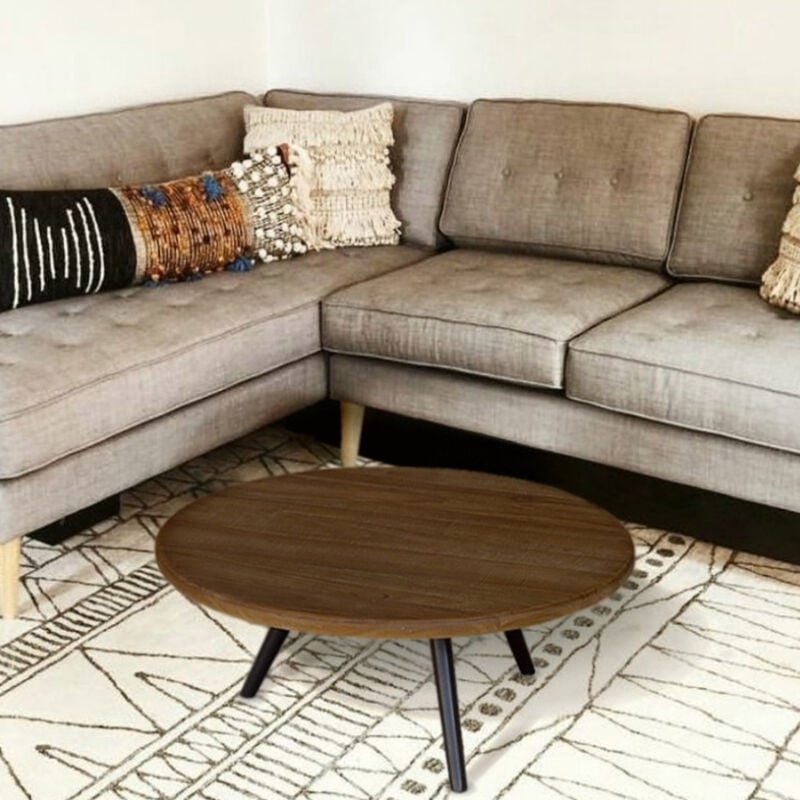 M&s - Table basse ronde 75 cm en teck recyclé et métal - appoline