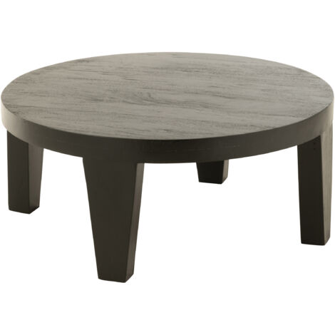 Table basse ronde 80x34 cm en bois de manguier noir