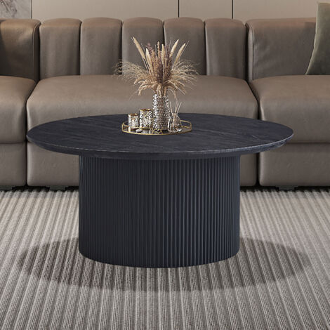 Table basse ronde 80x80x38 cm décor chêne brun - LARON