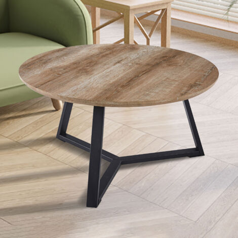 Table basse ronde 80x80x41 cm décor chêne - PAZO