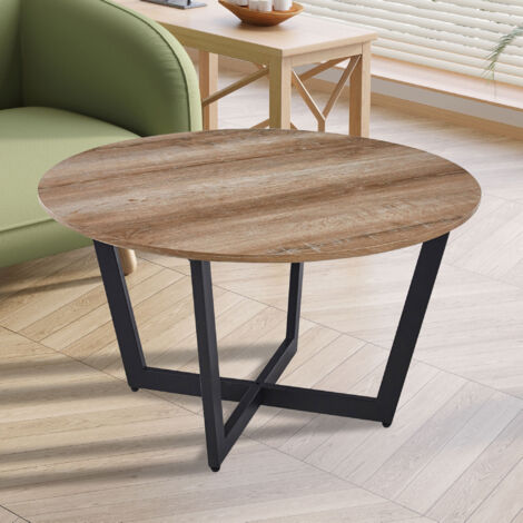 Table basse ronde 80x80x45 cm décor chêne - PAZO