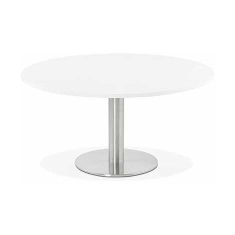 Table basse ronde en zellige blanc finition laiton - 90cm