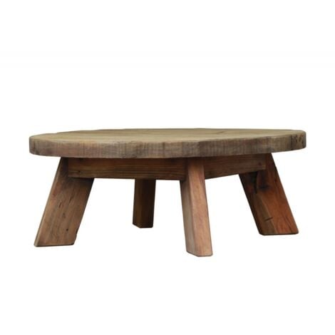 Table basse ronde 90 cm en bois recyclé et 4 pieds - CHALET - Bois