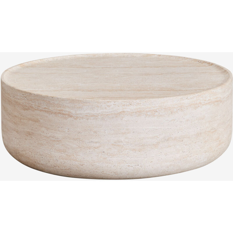 Sklum - Table basse ronde Ø80 cm en aspect ciment travertin Darwys Travertine