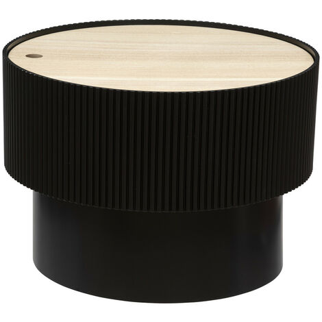 Table basse ronde avec couvercle en bois MDF coloris noir  - diamètre 55  x Hauteur 38  cm
