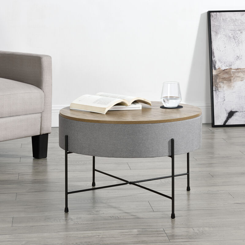 [en.casa] - Table Basse avec Plateau Amovible Tauranga Couleur Bois Gris Noir 40 x 60 cm