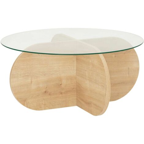 Table basse ronde avec plateau en verre LUMINIX