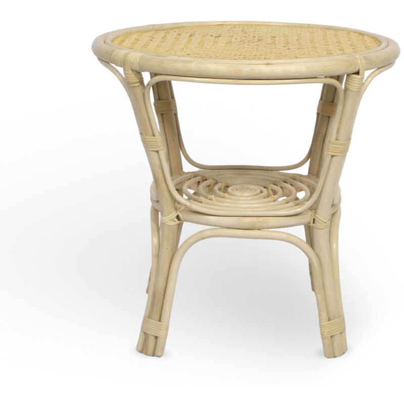 Okaffarefatto - Table basse ronde Bahama en bambou et osier tressé cm 60 x 60