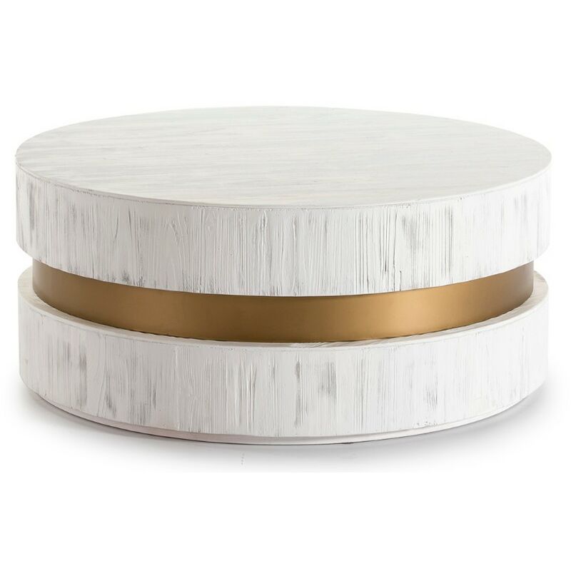 Table basse ronde bois blanc et métal doré Klass H 43