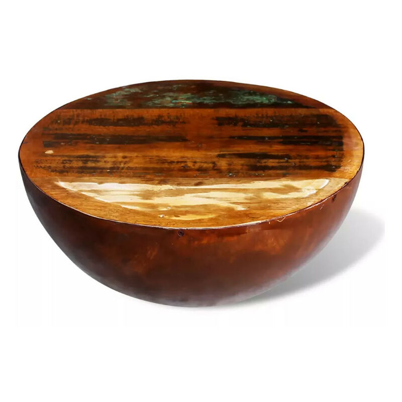 Les Tendances – Table basse ronde en bois massif recyclé – Pieds en métal laqué marron – Design vintage pour intérieur moderne – 90cm de diamètre Les Tendances – Table basse ronde en bois massif recyclé – Pieds en métal laqué marron – Design vintage pour intérieur moderne – 90cm de diamètre