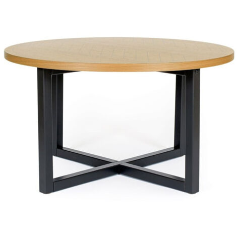 Table Basse Ronde "Camden" 80cm Chêne & Noir