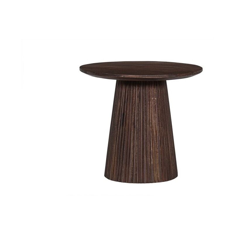 Meublorama - Table basse ronde collection mitchel en bois exotique de manguier brun diamètre 50 cm