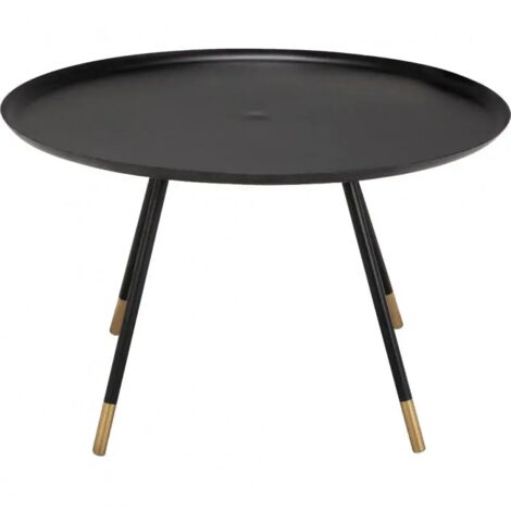 Table basse ronde D. 73 cm noir et pieds dorés - ROLL 6082