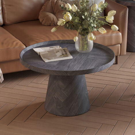 Table basse ronde de 80x80x47cm en décor gris foncé