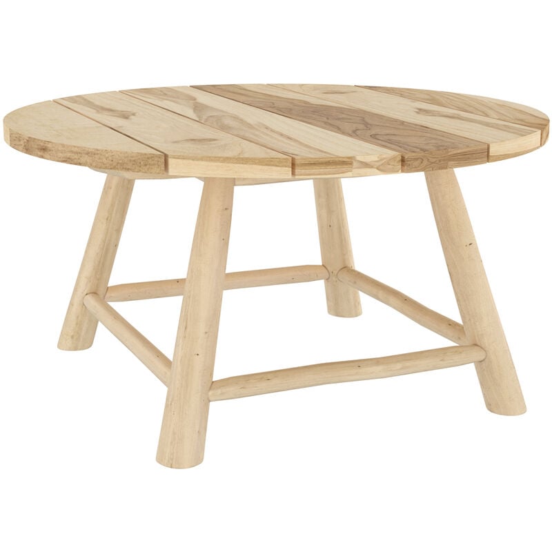 Rendez-vous Déco - Table basse ronde de jardin D80 cm en branche de teck - makam