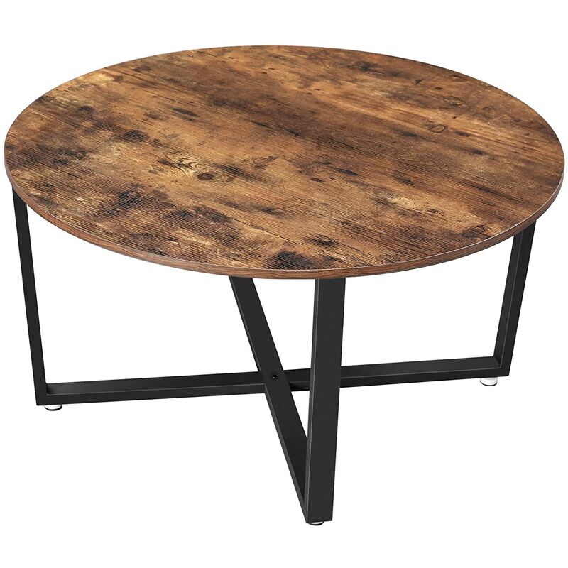 Helloshop26 - Table basse ronde diamètre 88 cm de salon style industriel cadre métallique durable facile à assembler pour salon chambre à coucher