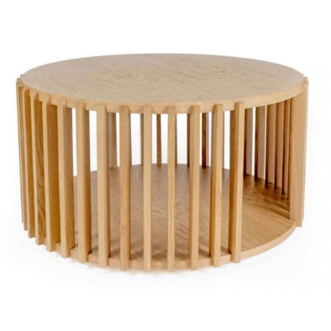 Table Basse Ronde Design "Drume" 83cm Chêne