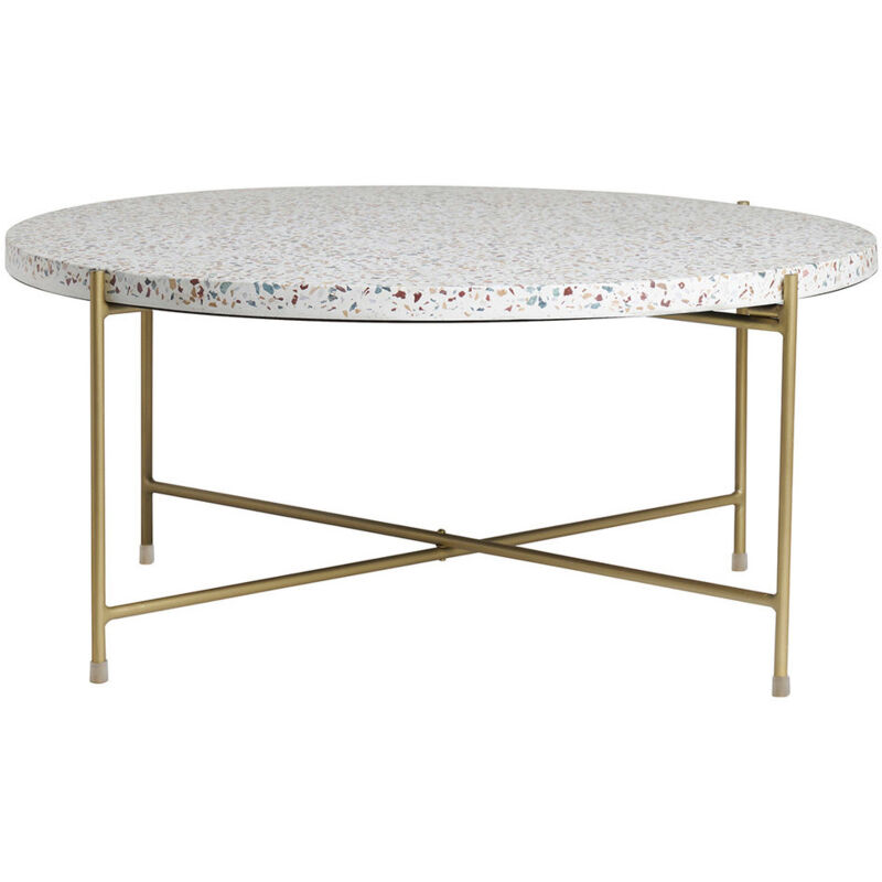 Miliboo - Table basse ronde design en terrazzo et métal doré D81 cm mezzo Miliboo - Table basse ronde design en terrazzo et métal doré D81 cm mezzo