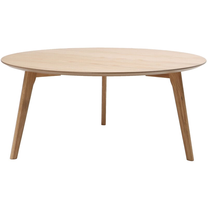 Table basse ronde scandinave bois clair chêne D90 cm orkad - Bois verni