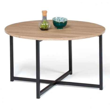 Table basse ronde DETROIT 70 cm design industriel