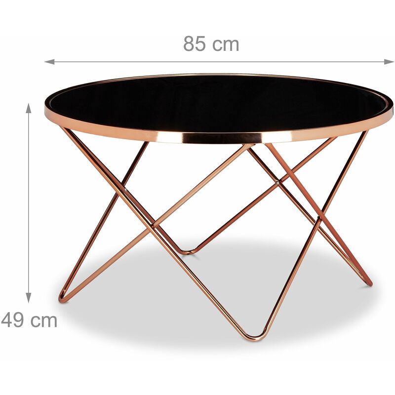  Table  basse ronde diam tre 83 cm cuivre et verre  noir  