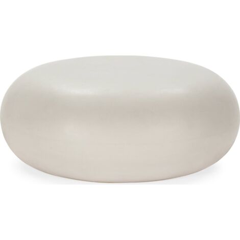 Table basse ronde effet ciment blanc style contemporain épuré - blanc minéral effet ciment