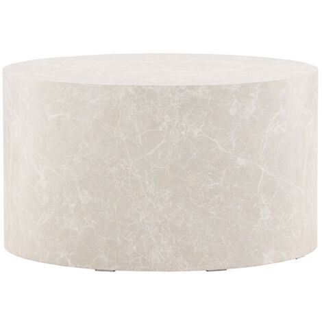 Table basse ronde effet marbre 80cm – Beige – MDF et papier effet marbre – Hauteur 45cm – Design élégant pour salon