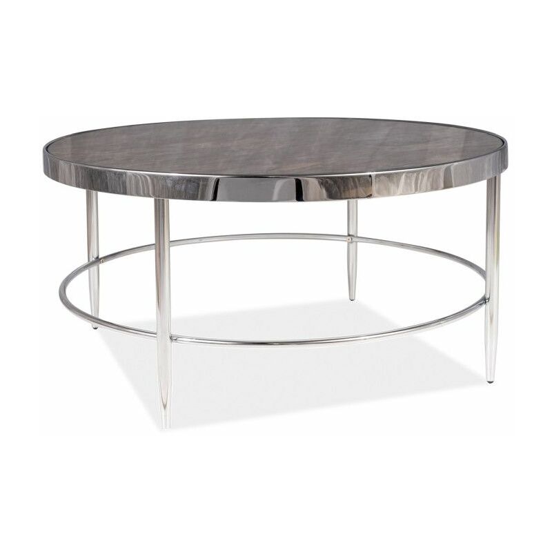 Ac-déco - Table basse ronde effet marbre - D 82 cm x H 40 cm - Aurora - Livraison gratuite - Transparent