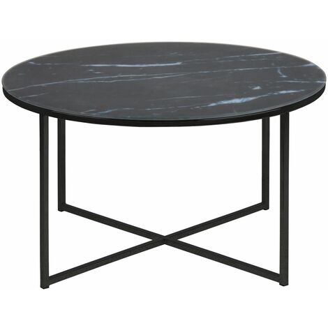 Table basse ronde effet marbre en verre et métal ALYSÉ