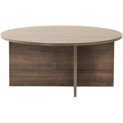 Table basse ronde effet Noyer Ø90 cm - Zelis