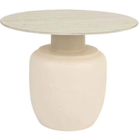Table basse ronde effet travertin ø60cm - Beige - Karula