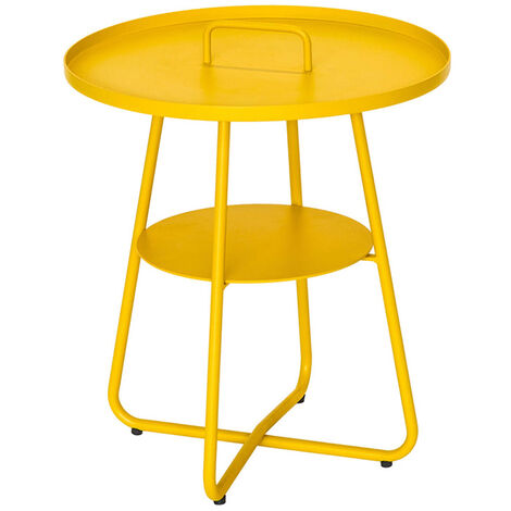 Table basse ronde en aluminium jaune Thasos Ø 50 cm - Jardiline - Jaune