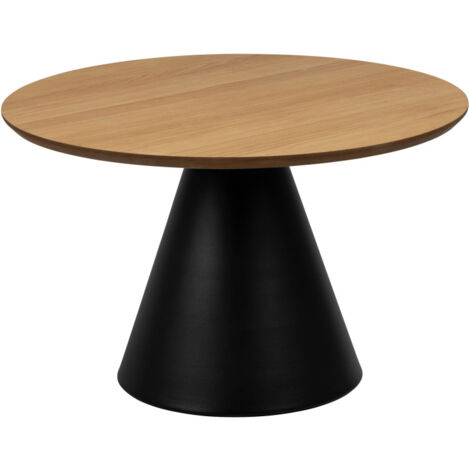 Table basse ronde en bois ø65cm - Bois clair et noir - PARIDES