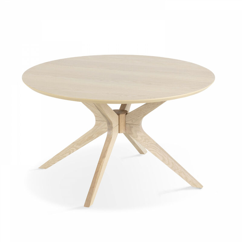 Oviala - Table basse ronde en bois 80 cm bois clair - Chêne Clair