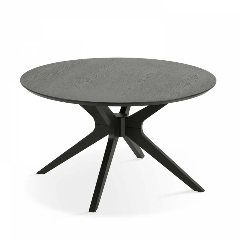 Oviala - Table basse ronde en bois 80 cm noir - Noir