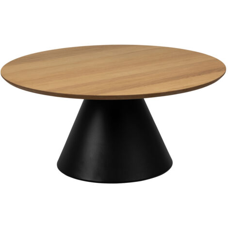 Table basse ronde en bois ø85cm - Bois clair et noir - PARIDES