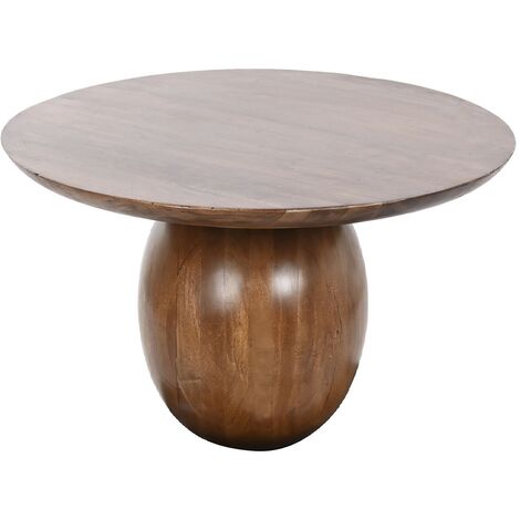 Table basse ronde en bois d'acacia coloris marron foncé - Diamètre 80 x Hauteur 38 cm
 -PEGANE-