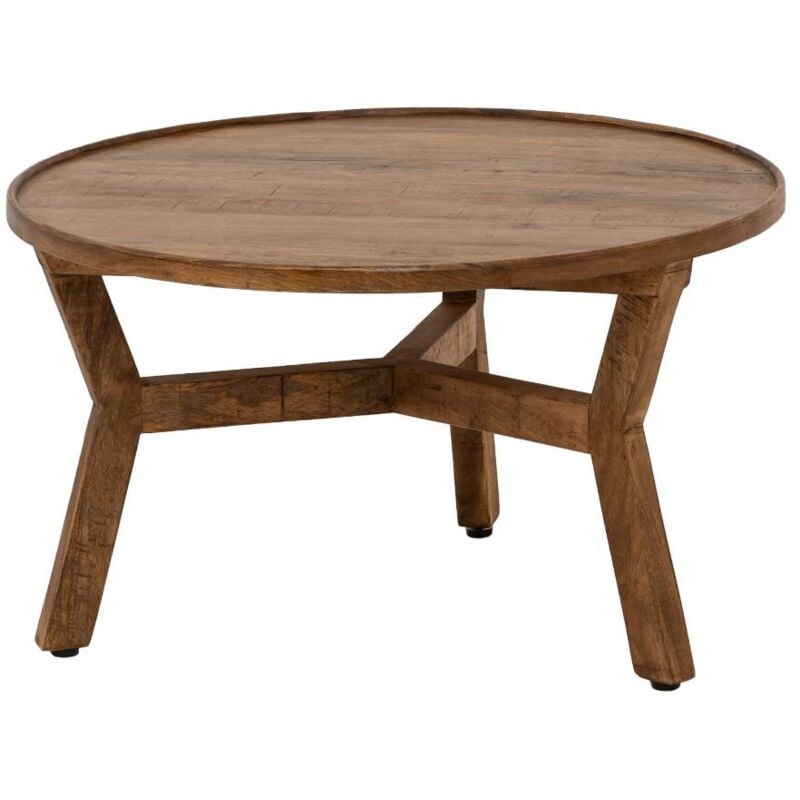 Made In Meubles - Table basse ronde en bois de manguier Elara