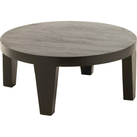 Table basse ronde en bois de manguier finition noir mat - Noir mat bois de manguier
