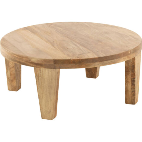 Table basse ronde en bois de manguier naturel salon élégant - Bois naturel clair