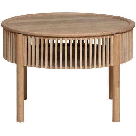 MADE IN MEUBLES Table basse ronde en bois de pin Vénus