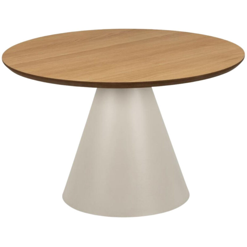 Hellin - Table basse ronde en bois et métal grège D65 - girolle