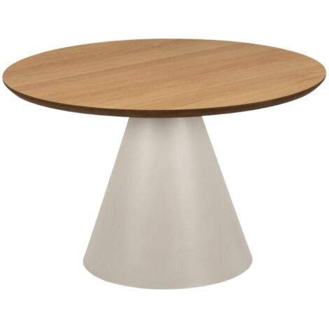 Table basse ronde en bois et métal grège D65 - GIROLLE